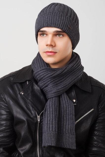 Комплект мужской шапка и шарф Arctica Flip серый