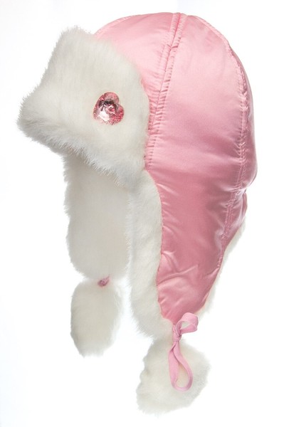 Зимняя шапка-ушанка для девочки "Аляска" атлас розовый