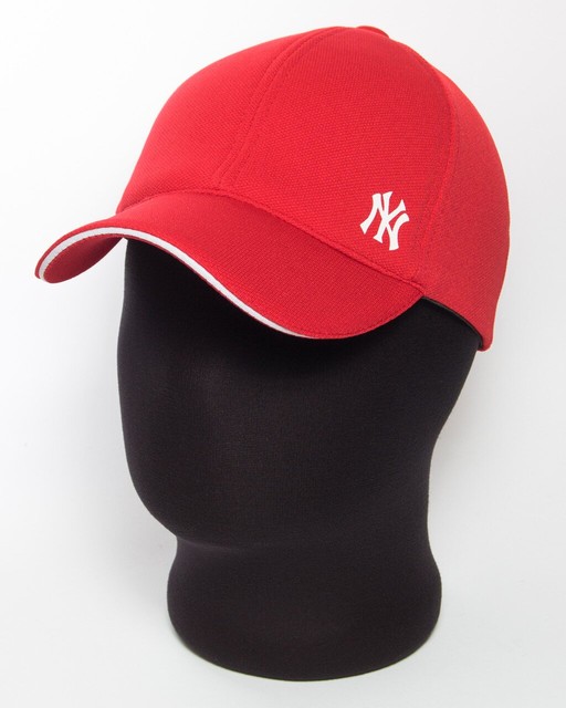 Стильна бейсболка "NY" червона з білим кантом (лакоста шестиклинка)