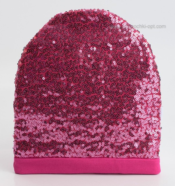 Малиновая шапка Пенелопа с розовыми пайетками
