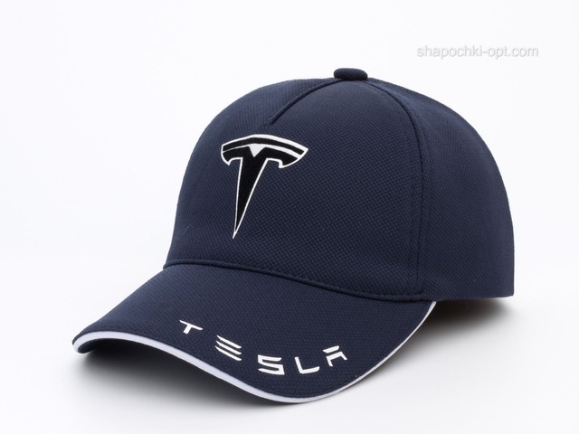 Бейсболка с автологотипом Tesla синяя, лакоста пятиклинка