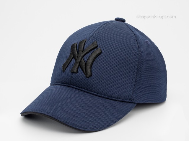 Бейсболка синя з чорною вишивкою NY із лакости