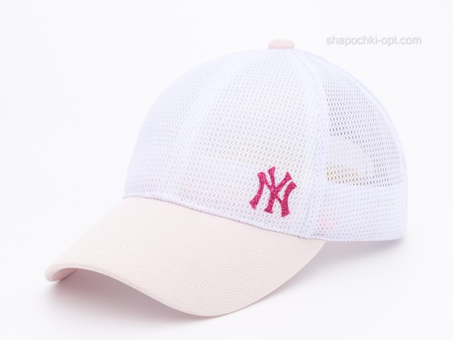 Бейсболка з логотипом Спорт білий/світло-рожевий, сітка шестиклинка