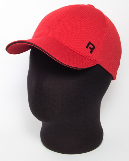 Червона з чорним кантом бейсболка "R" (лакоста шестиклинка)