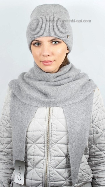 Комплект Вирсавия шапка+шарф S-53 светло-серый