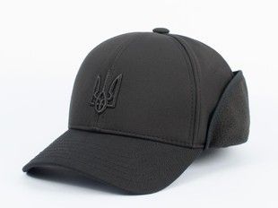Бейсболка Paskat softshell на флисе с ушами и вышивкой черная