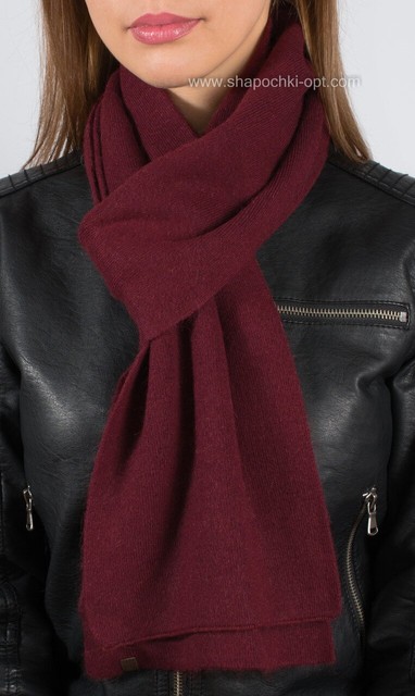 В'язаний теплий вовняний шарф S-1 колір бордо
