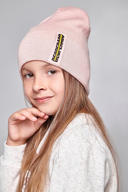 Симпатична шапка для дівчинки Larry Ch Flip Uni світла пудра