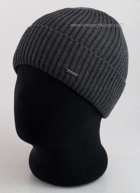 Однотонна в'язана шапка Lucky Flip 56 Б / Ф сірого кольору