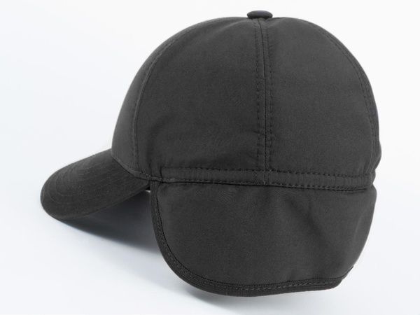 Бейсболка Paskat softshell на флисе с ушами и вышивкой черная