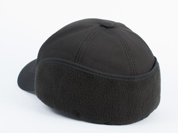 Бейсболка Paskat softshell на флисе с ушами и вышивкой черная