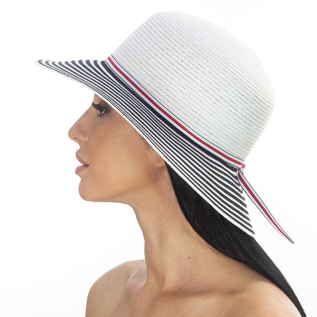 Жіночий капелюшок з полем в чорну смужку D 171-02.01