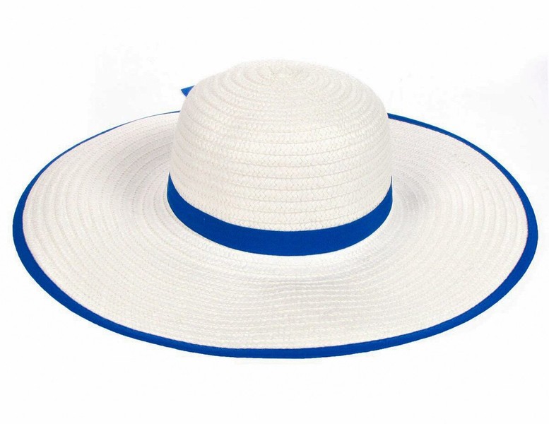 Белая шляпа SH 003-02.04 с синей лентой