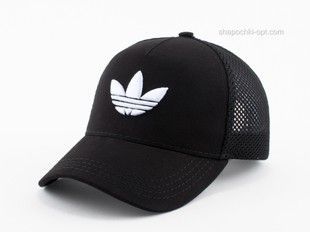Бейсболка чорна з сіткою та білою вишивкою Add