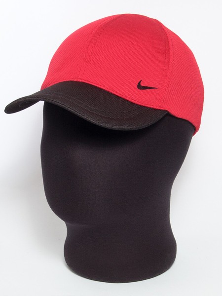 Червона кепка бейсболка з емблемою "Nk" і чорним козирком лакоста шестиклинка