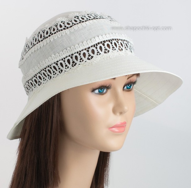 Літній капелюх з білого льону Венера арт.423