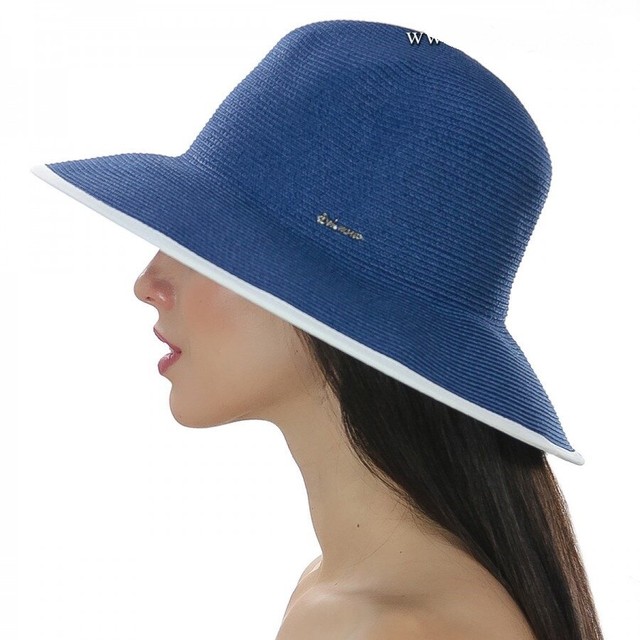 Синяя шляпа с белым кантом D 038-05