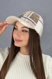 Бейсболка из буклированой ткани в клетку Crispy кофе арт. 6098