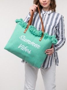 Сумка з вишивкою Summer Vibes м'ятна