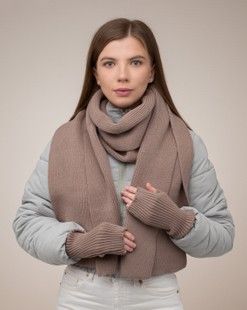 Комплект Luxe (шарф, мітенки) лате