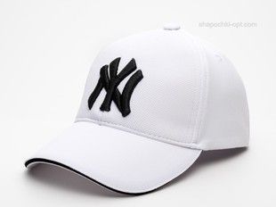 Бейсболка біла з чорною вишивкою NY із лакости