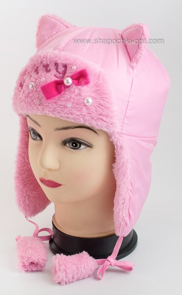 Рожева шапка Кошеня для дівчинки
