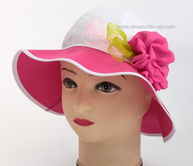 Яркая шляпка для девочки Лилиан с малиновым полем
