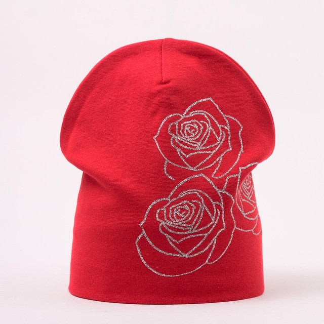 Червона шапка Кайлі з блискучими трояндочками