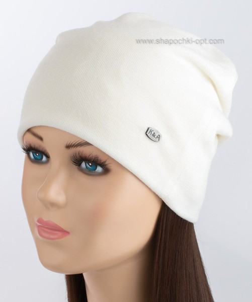 Жіноча шапочка ковпак Пірсинг утеплена білого кольору 2811