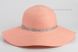 Широкополий жіночий капелюшок зі стрічкою з страз персиковий D 161-52