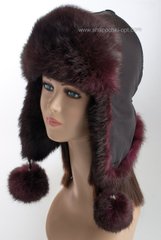 Женская шапка ушанка из меха кролика цвет бордо