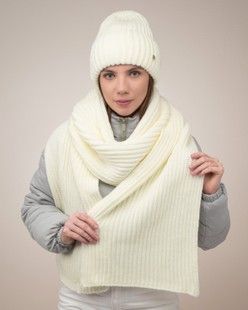 Комплект Pearly (шапка, шарф) молочний