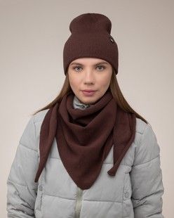 Комплект Alaya (шапка, бактус) коричневий