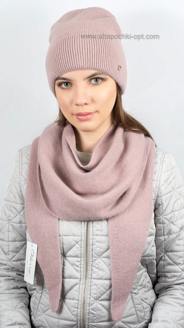Комплект Вирсавия шапка+шарф S-53 пудра