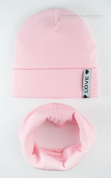 Комплект шапочка і хомут Джина світло-рожевий 52-54