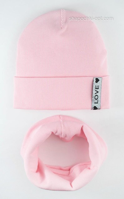 Комплект шапочка і хомут Джина світло-рожевий 52-54
