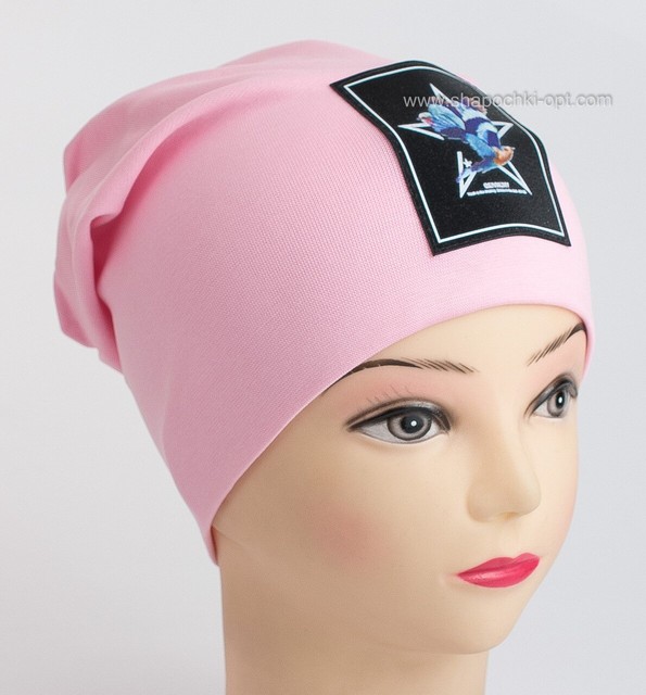 Розовая шапка с защипом Алико