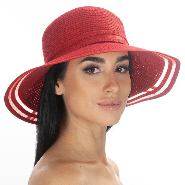 Стильная летняя шляпа красного цвета D 043-13