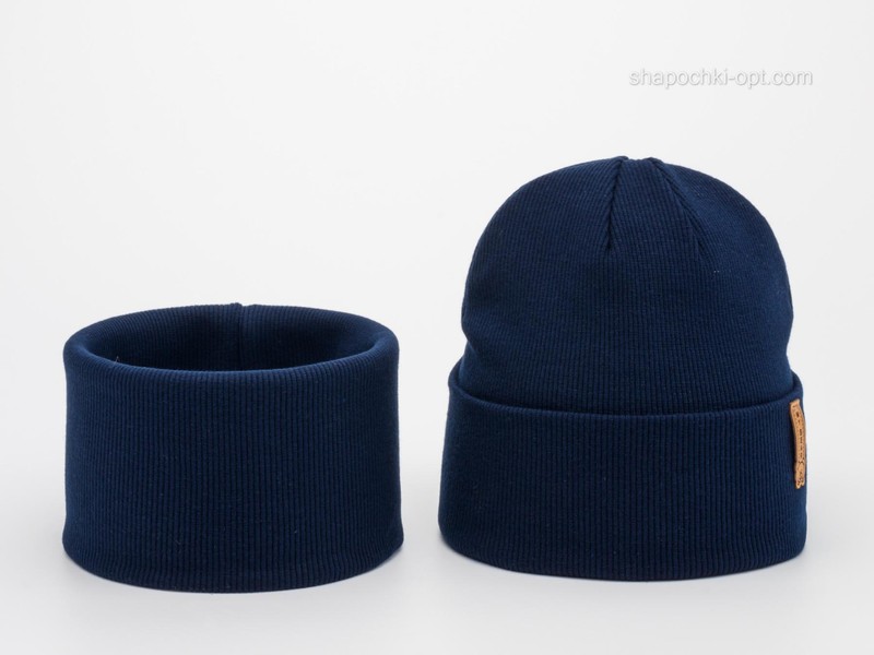 Комплект шапка і хомут Елвін темно-синій