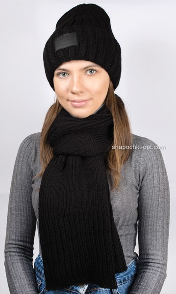 Комплект Онтарио шапка+шарф черный арт.4730-10