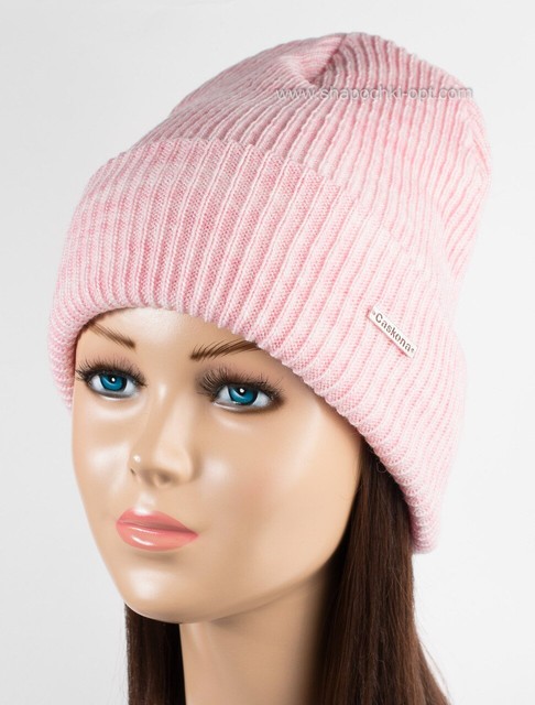 В'язана жіноча шапка Barry Flip Uni світло-рожева