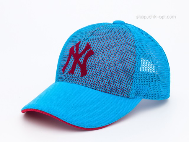 Бейсболка з логотипом Спорт блакитний/червоний, сітка п'ятиклинка