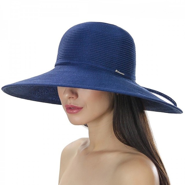 Женская шляпа с полями синего цвета D 100-05