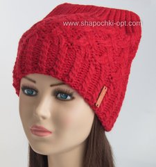 Модная вязаная женская шапочка "Котик S" красный