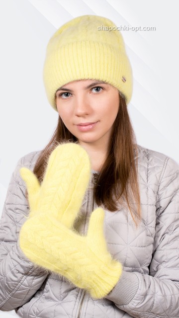 Комплект Монтана шапка+рукавиці V-36 лимонний