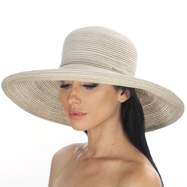 Летняя широкополая шляпа бежевого цвета D 100-10