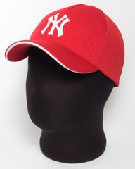 Красная бейсболка "NY" с белым кантом, лакоста пятиклинка