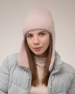 Шапка-вушанка Odyssey з ангори У-49 рожевий айворі