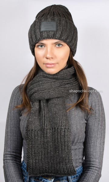 Комплект Онтарио шапка+шарф темно-серый арт.4730-10