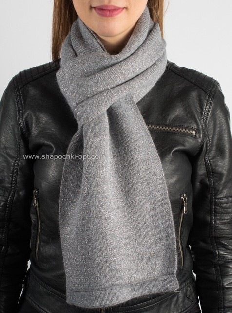 Оригінальний в'язаний жіночий шарф S-1 срібло